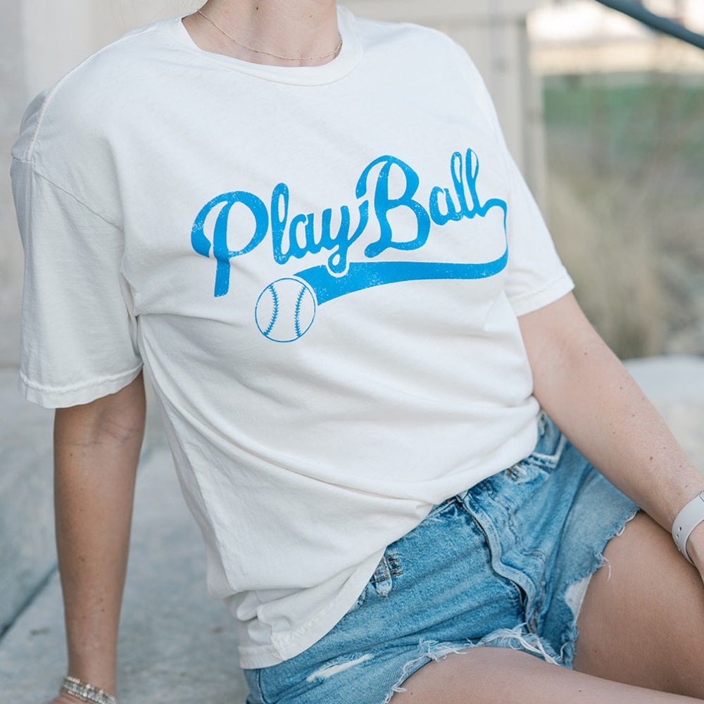 Playball Mineral Washed Graphic Top, 100% Cotton, white